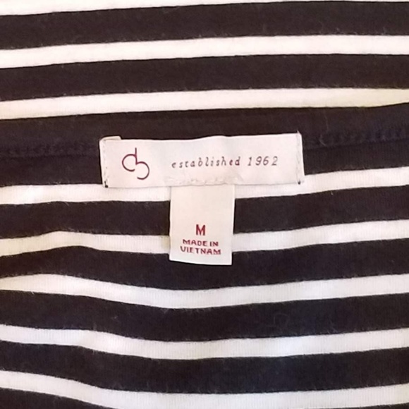 Black and White Stripe Sailor Tie Front Boho Shirt - Picture 4 of 4